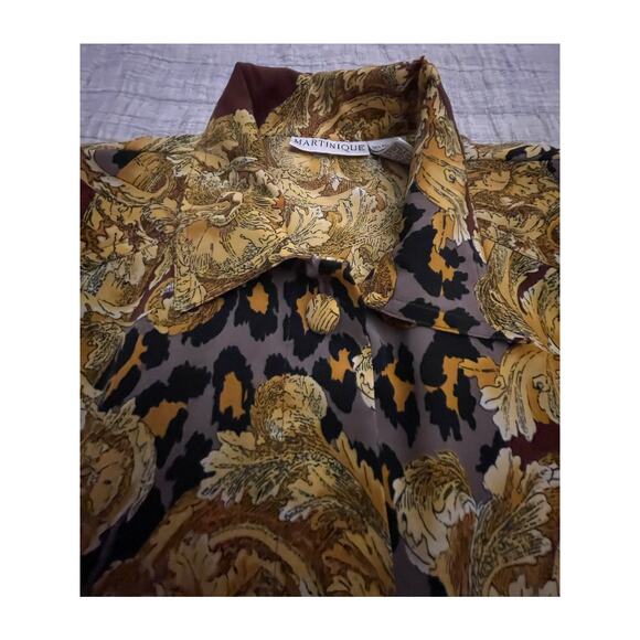 Vintage Martinique Baroque Leopard Button Up Blouse – M – Versace Style– EUC - Picture 3 of 7